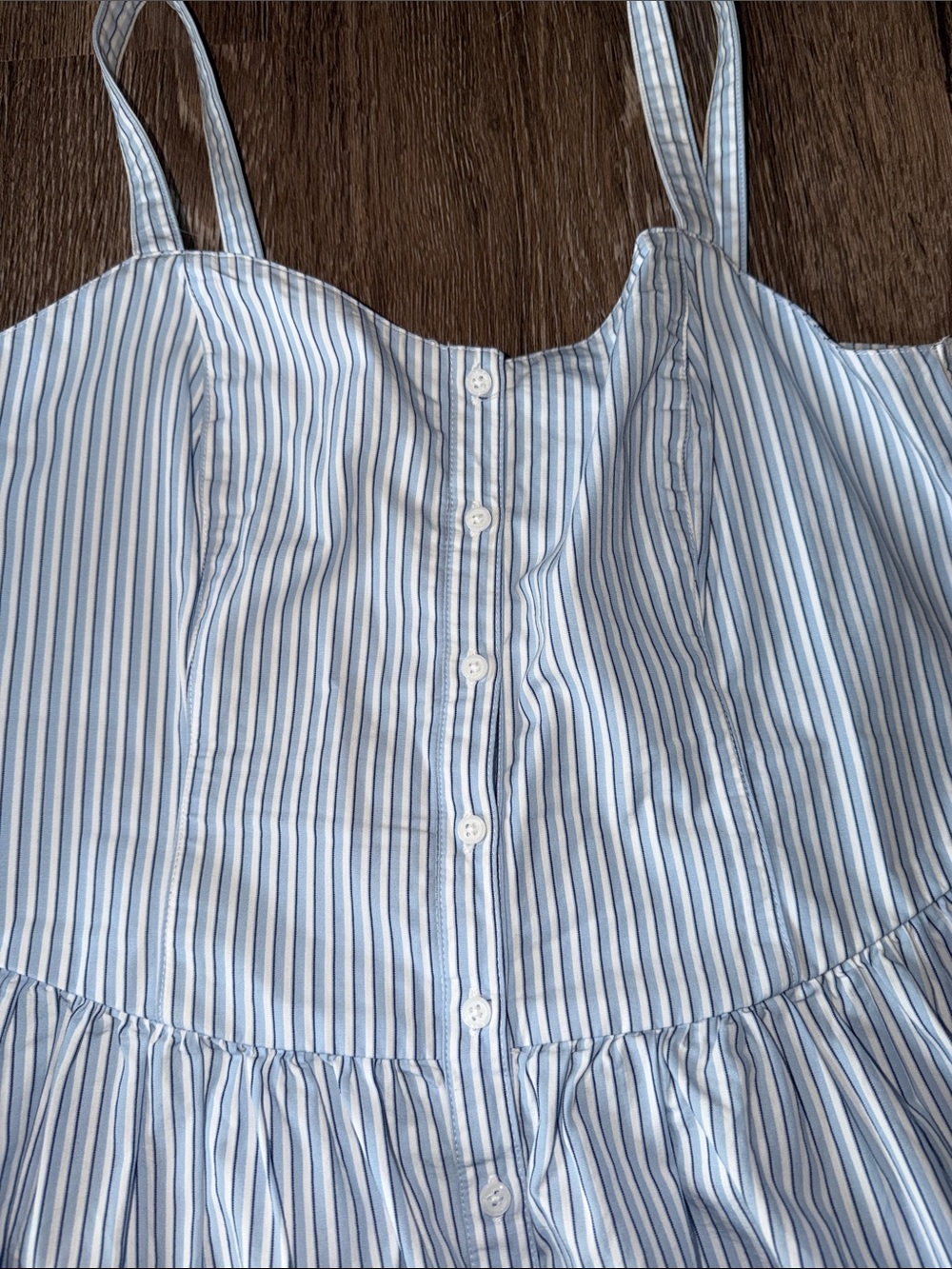 Levi's Light Blue and White Striped Button Up Dress with Pockets! - Picture 4 of 6